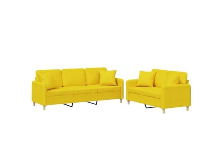 Makastle 2er Set Sofa Couchgarnitur mit Kissen Hellgelb Stoff