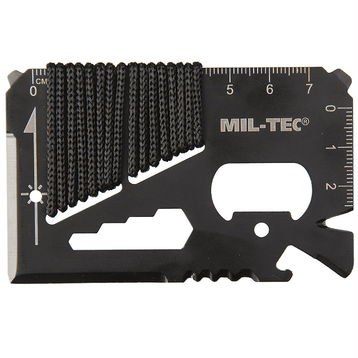 Mil-Tec Overlevingskaart met paracord en etui, zwart