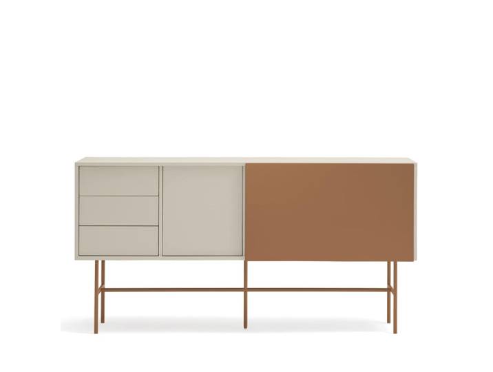 Buffet avec porte coulissante en bois L180 cm - Marron argile
