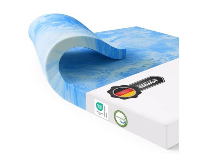 MKS Matratzen Topper 220x200 cm, 5cm Matratzentopper Gel-Memory-Schaum, Ergonomischer H4 mit kühlendes Gefühl, atmungsaktivem Bezug, Schlafkomfort wie auf Wolken