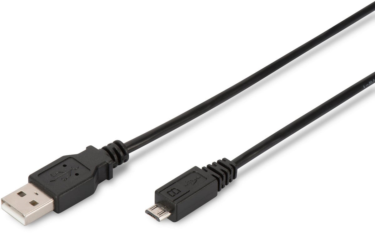 Digitus AK-300110-010-S USB 2.0 A naar Micro-B kabel, zwart, 1 meter