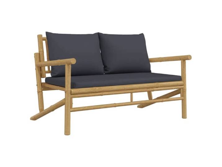 @FRENCH Banc de jardin avec coussins gris foncé bambou 5609550