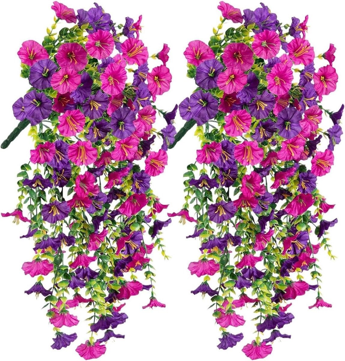 Kunstbloemen Petunia Zijden Hangbloemen Paars en Rood - UV- en Waterbestendig - 75 cm