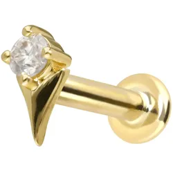 14 Karat Gold Labret mit Innengewinde MOISSANIT + PFEILSPITZE