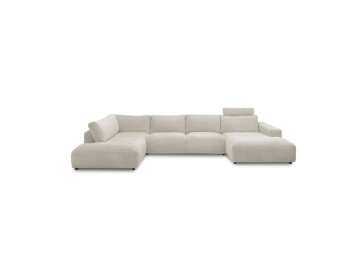 Musterring Lucia Wohnlandschaft mit Bezug in Cord und optionaler Kopfstütze - Cord light grey - inkl. Kopfstütze - rechts Modern, Zeitlos