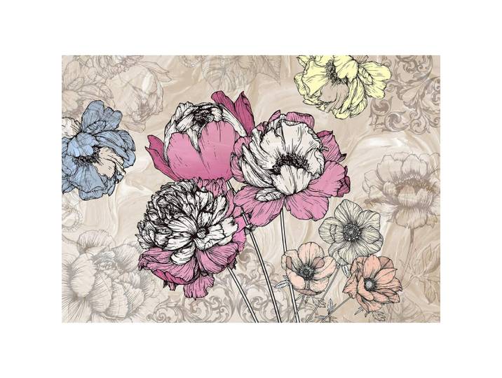 Papier Peint Mural Intisse Pivoines Au Crayon 360x270 Cm