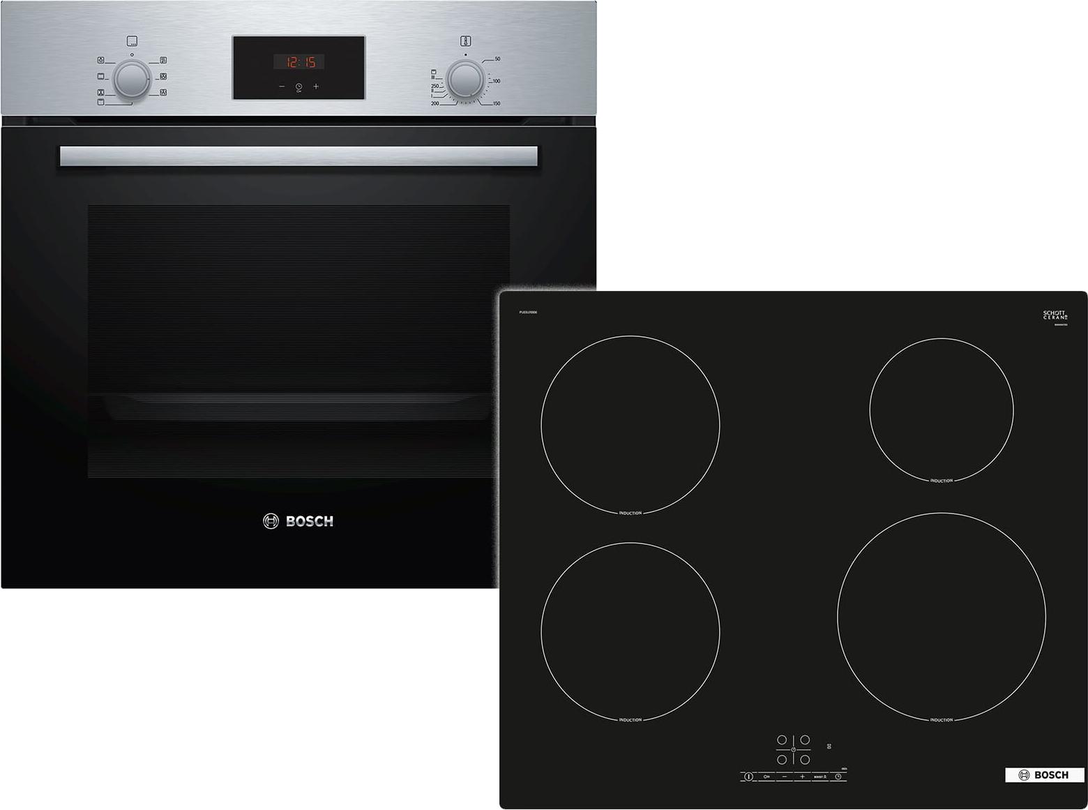 Bosch HBD231BR60 (HBF133BR0+PUE61RBB6E), Zonen-Induktionskochfeld, 4 Zone(n), Glaskeramik, Schwarz, 4 Zone(n), Groß