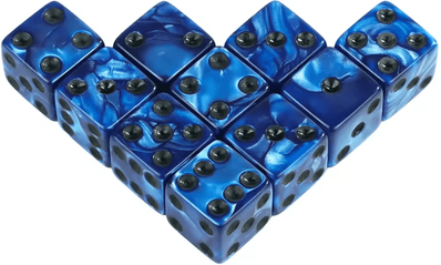 Inspire Curations 16mm Marble Acrylic D6 Dice Set For RPG, Board Games & Math Learning dark Blue