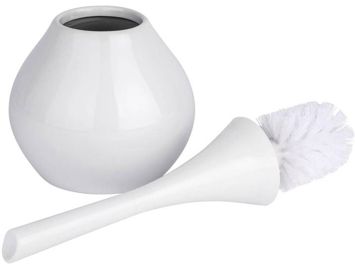 WC-Garnitur WENKO Flakon , weiß, L:17cm, Keramik, Kunststoff, Reinigungsbürsten, WC-Garnitur, Bürstenkopf-Durchmesser 6,5 cm