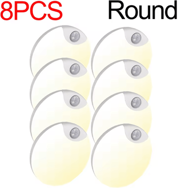 Uplift Curations Rechargeable Motion Sensor Light Wireless USB LED Wall Lamp round 8pcs