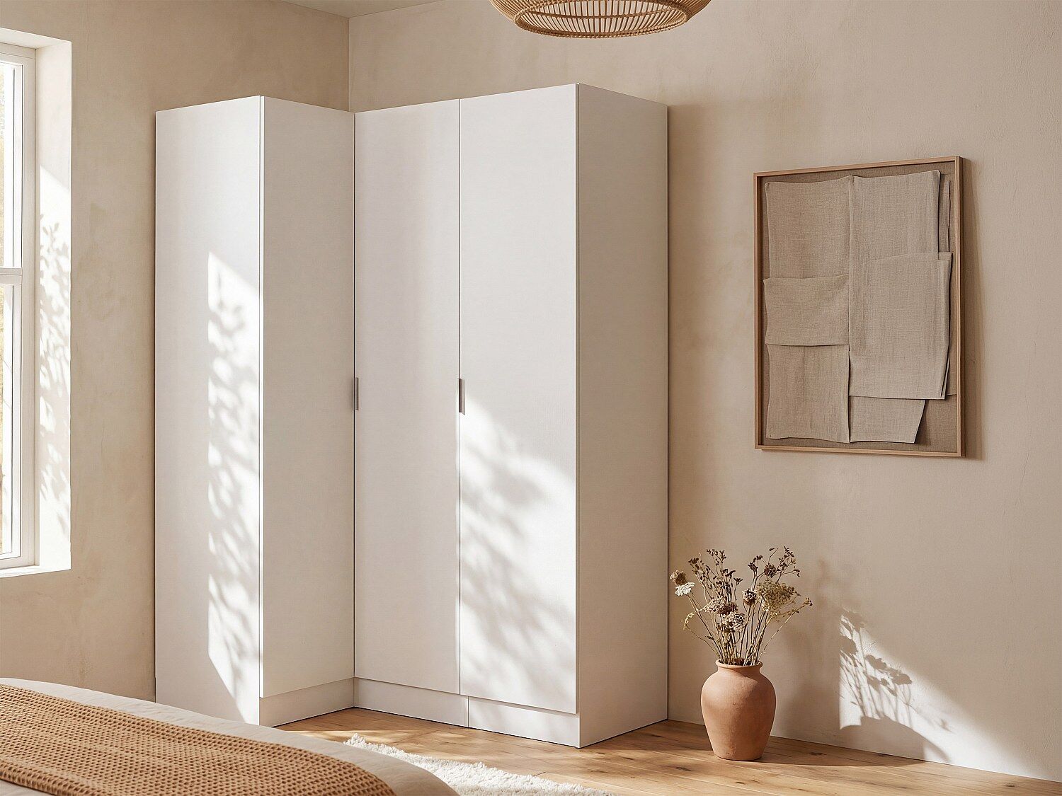 Vente-unique Hoekkast met 3 deuren - L132 cm - Wit - LISTOWEL