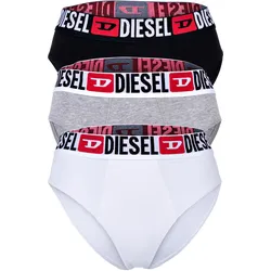 DIESEL Damen Slips, 3er Pack - UFPN-BLANCA-THREEPACK, Panties, Cotton Stretch, Logobund Schwarz/Weiß/Grau / L