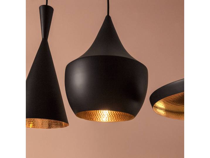 Tom Dixon Designer Hängelampe Beat Fat, dimmbar, schwarz, für Wohn- / Esszimmer, Messing, Design, Pendelleuchte
