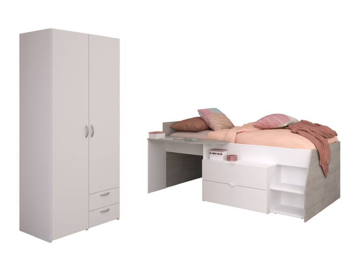 Kinderzimmer MILKY 14 2-teilig weiß/ grau