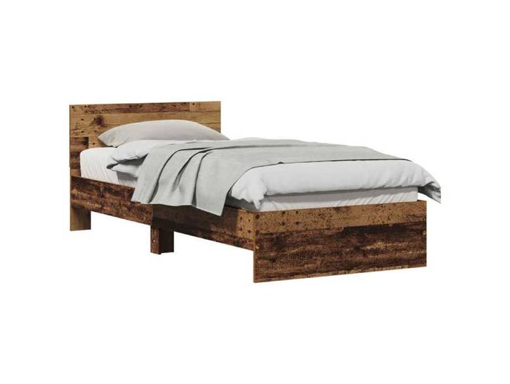 NOUVEAU Lit 1 personnes - Lit 1 personne - Cadre de lit simple avec tête de lit - Bois ancien - 90x200cm 84842