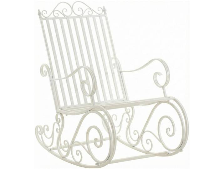CLP Gartenschaukelstuhl Metall Weiß, 56x94x90 cm, Gartenmöbel, Gartenliegen, Liegestühle