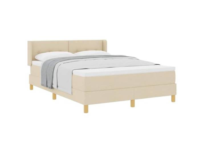vidaXL Boxspringbett mit Kopfteil Creme 190 x 140 cm Stoff Super easy zu reinigen, Stell es für deinen Komfort ein, Stylisch und schick für jedes Schlafzimmer