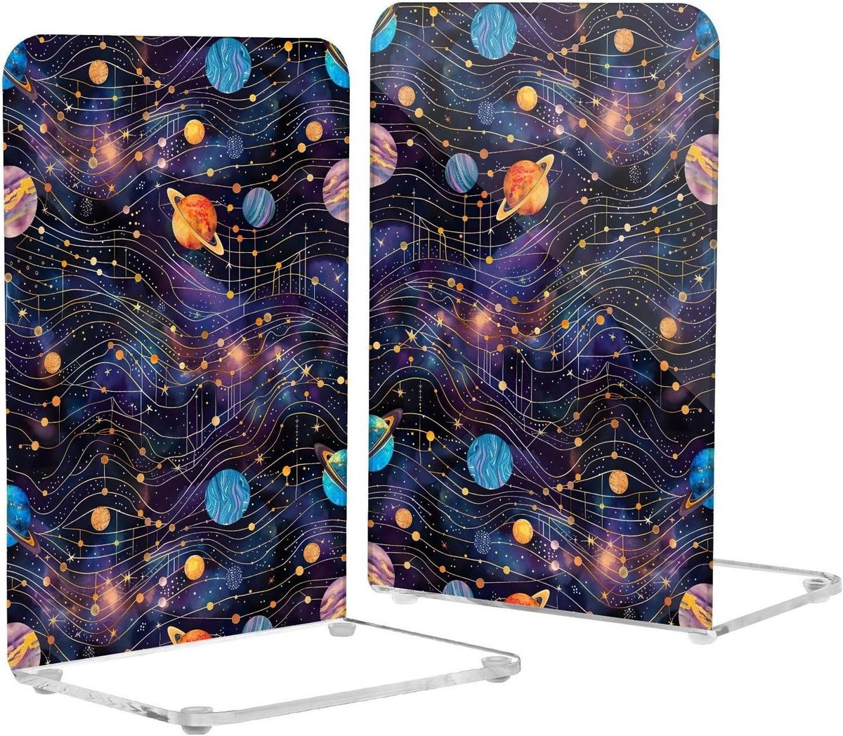 Boekensteunen Acryl Boekenstandaard Boekhouder Galaxy Paars Hoogte: 20,6 cm