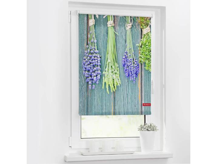 Klemmfix-Rollo Kräuter 45 x 150cm Blau