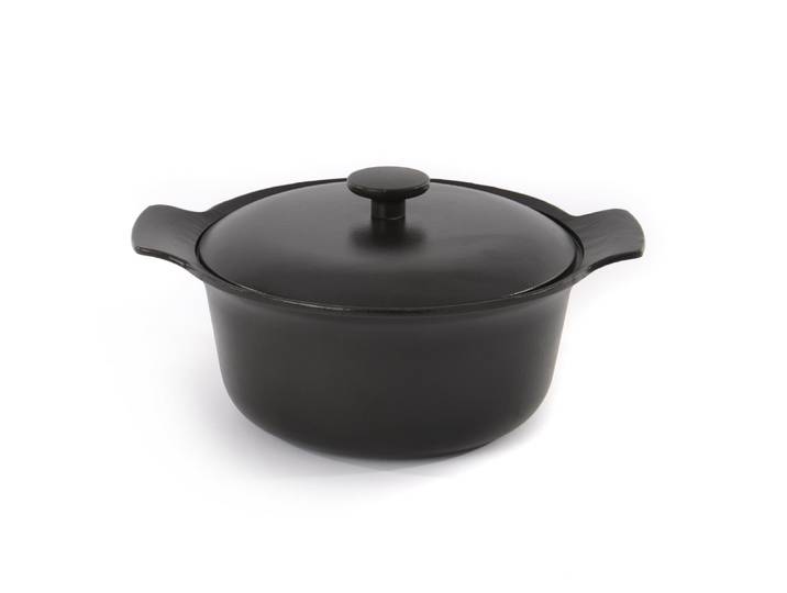 Faitout avec couvercle fonte de fer noir 24 cm - Ron