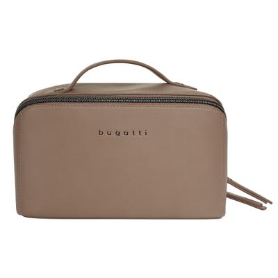 Kulturbeutel BUGATTI "BUGATTI Damen ALMATA", Damen, Gr. B/H/T: 23cm x 13cm x 13cm onesize, beige (sand), Polyurethan (PU), unifarben, Taschen Kulturbeutel