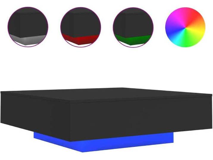 vidaXL Table basse avec lampes LED Noir 100x100x31 cm