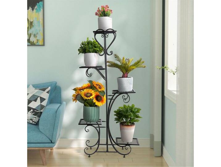 Support Pot de Fleurs en Fer - Étagères Plantes Intérieur - Porte Plantes pour Balcon Salon Jardin 57 x 25 x 116cm