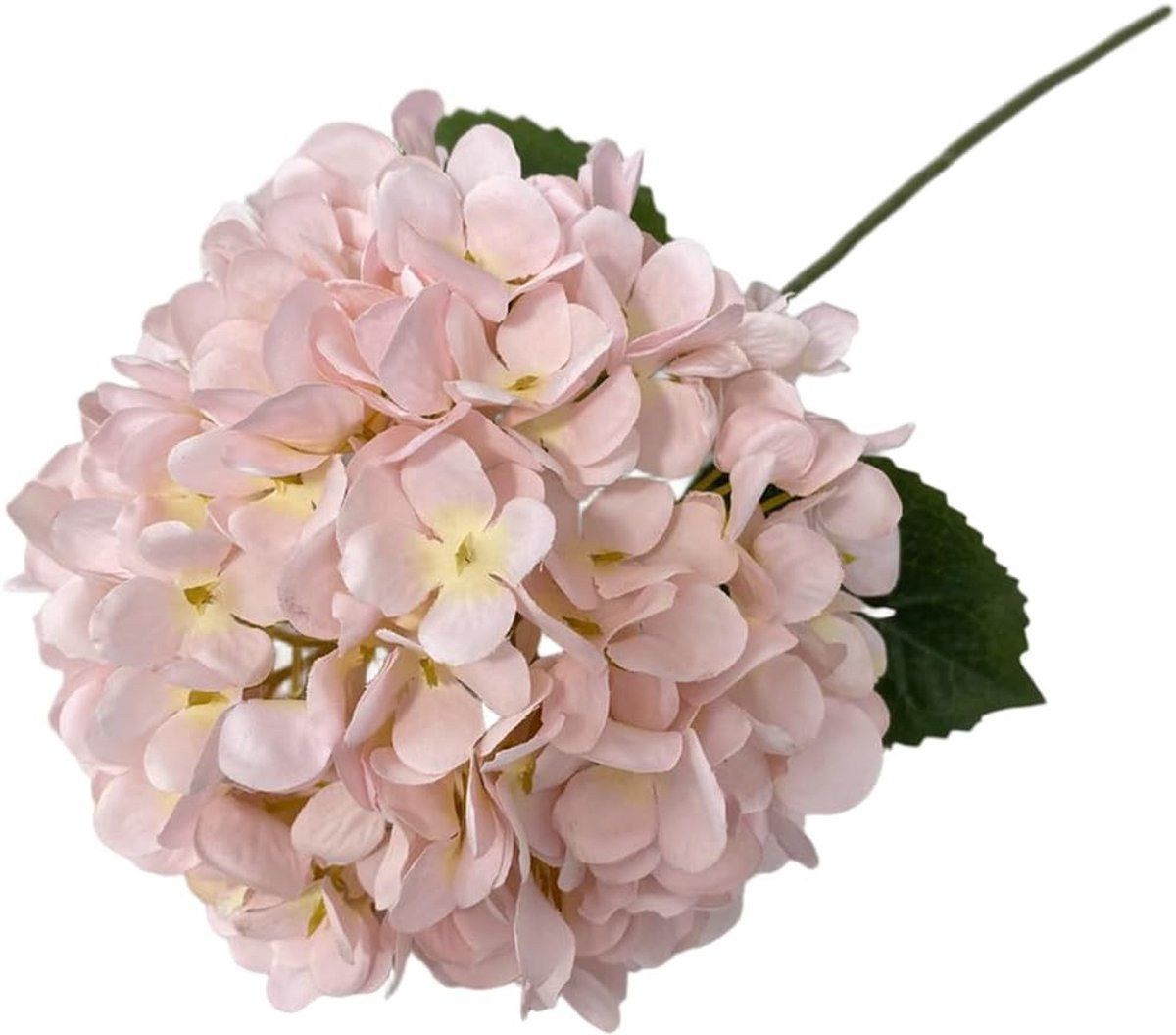 Lichtroze Kunsthortensia met realistische zijden bloembladen voor bruiloft decoratie, Diameter: 17 cm
