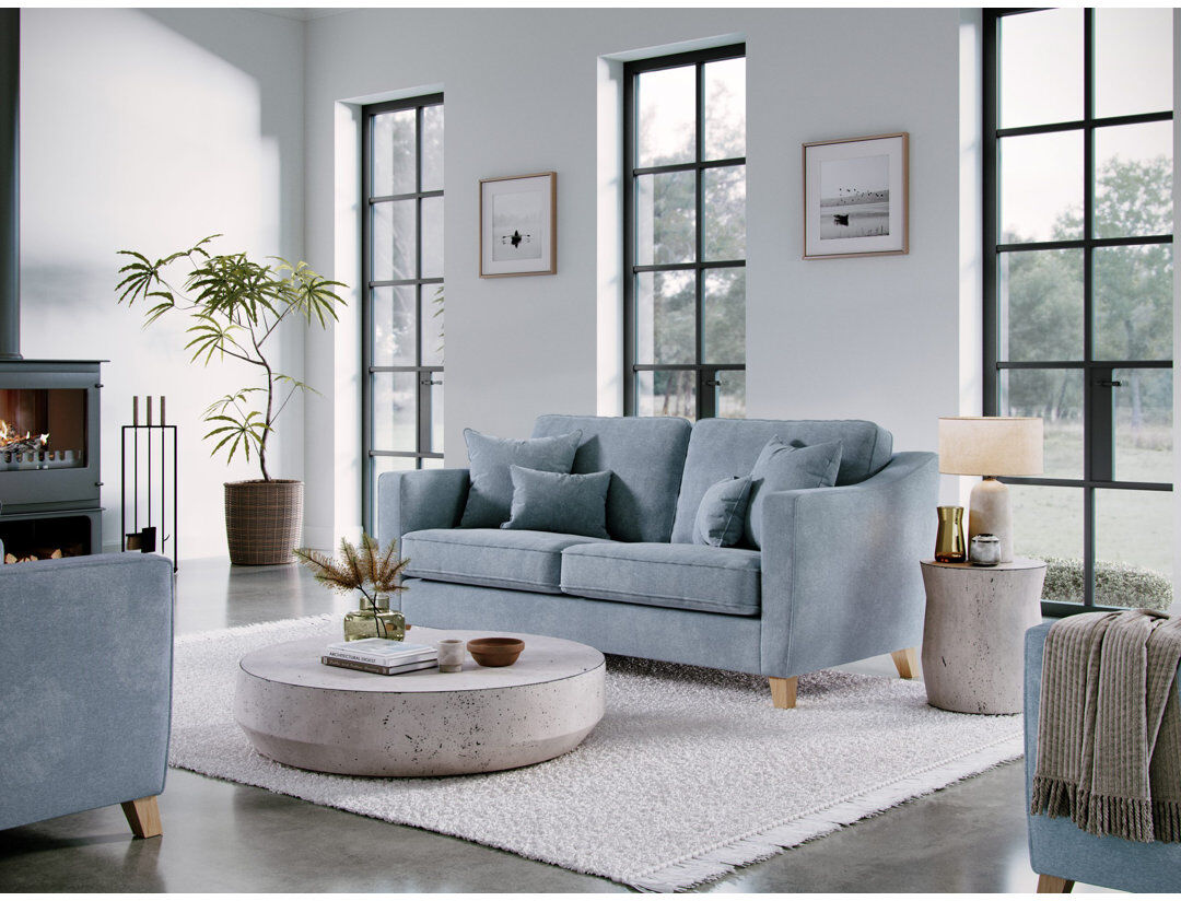 George Oliver Stoystown 3 Seater Sofa Blue 86cm H X 186cm W X 93cm D