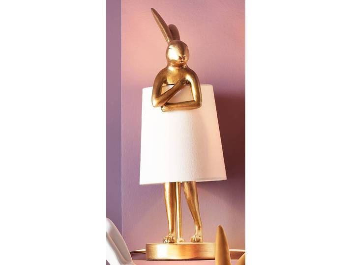 Lampe de table Animal Rabbit - Type A 17 x 50 x 20cm Doré/Blanc/Doré Lin E14