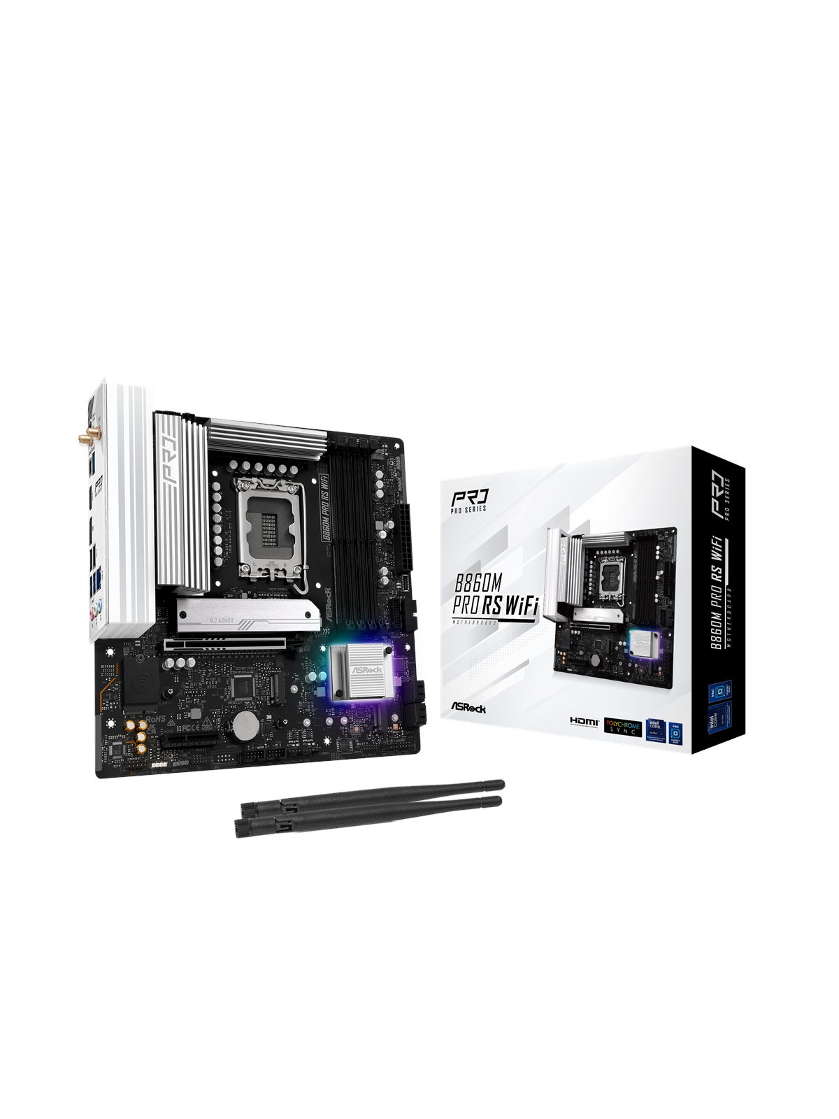 ASRock B860M Pro RS WiFi Mainboard - Intel B860 - Intel LGA1851 - DDR5 RAM - Micro-ATX