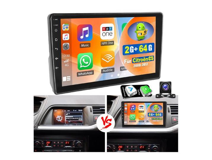 ESSGOO Für Citroen C5 II 2008-2017 CarPlay Android 15 Autoradio DSP GPS WIFI Navigationsgerät (Carplay Android Auto Bluetooth EQ USB GPS Navi DAB (optional)