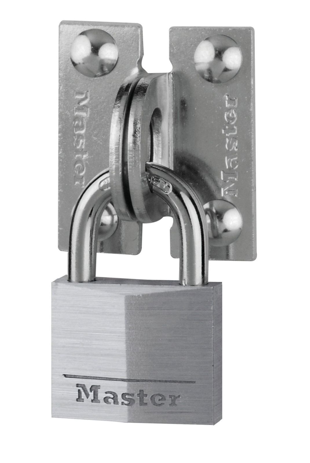 Master Lock 9140EURD Hangslot met 2 stalen haakse hangslotogen - 40 mm (set van 2)