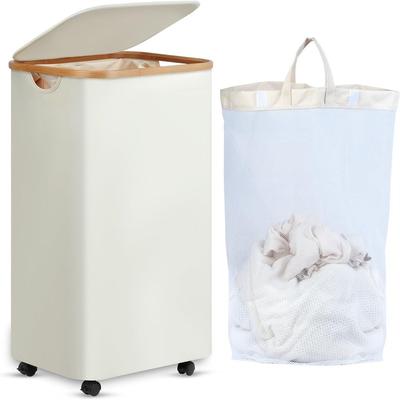 No "Laundry Hamper with Wheels Rolling Laundry Basket - 17.3""L x 13""W x 29.5""H"