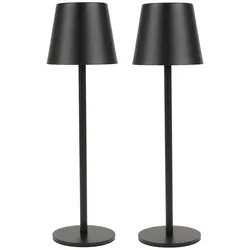 2 Stück LED Tischleuchte FASHION dimmbar mit Touch Funktion 3 Lichtfarben IP44 12h Akku schwarz