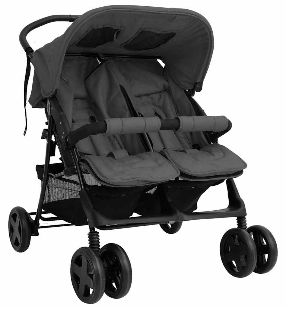 Geschwisterwagen - Buggy für Zwillinge - Kinderwagen für zwei Kinder - Buggy für zwei Kinder - Tandem-Kinderwagen - Stahlrahmen