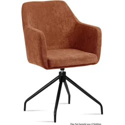 ARMLEHNSTUHL drehbar (4er-Set) Donnie 57x87x60 Schwarz/Cognac