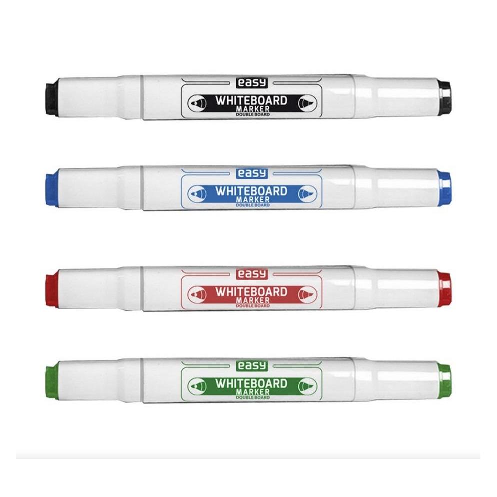 Easy Stationery Doppelter trocken abwischbarer Marker, 4 Farben, EINFACH (4x) (485788)