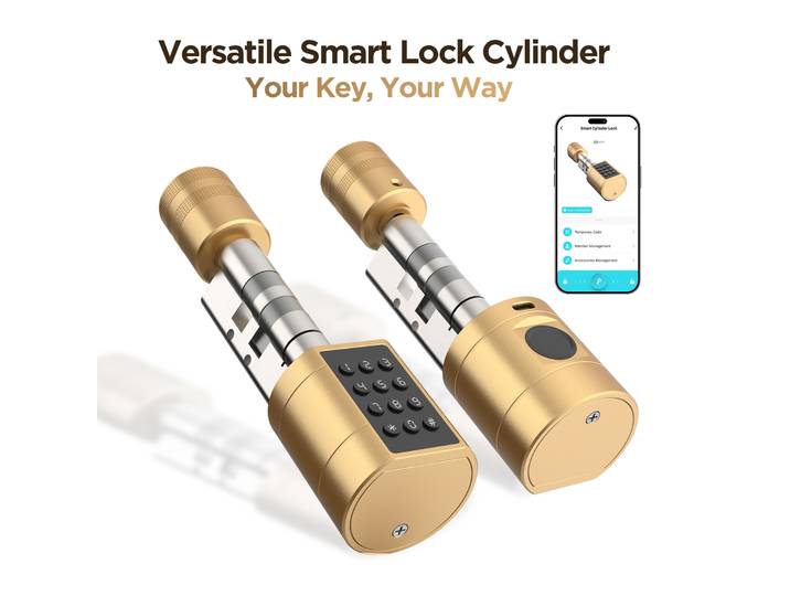 Viladepot – cylindre de serrure intelligent, serrure de porte à empreintes digitales, Interface TYPE-C, contrôle par application, code d'accès, carte d'identité intérieure