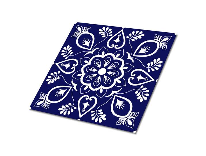 Tulup Selbstklebende Wandfliesen 9 Stück 30x30 cm - Portugiesisches Azujelo, Blau, Quadratisch, 30x1.6x30 cm, Tapeten & Wandverkleidungen, Wandtattoos & Sticker