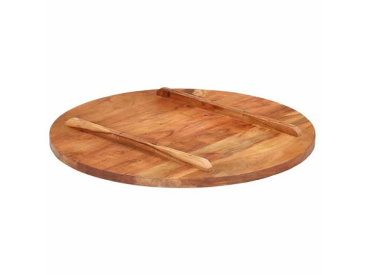 KTHLBRH Runde Tischplatte aus Akazienholz 70 cm 25-27 mm Polierter Bernstein mit zwei Holzständern, einzigartige Farbe, für Esszimmer