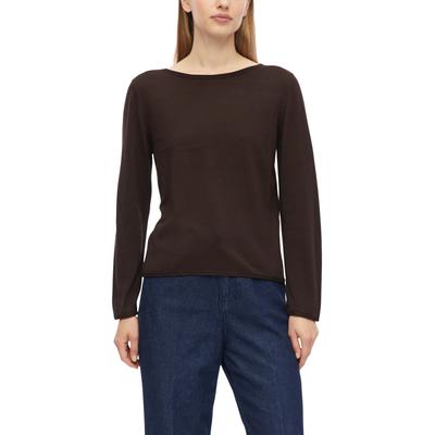 Strickpullover S.OLIVER, Damen, Gr. 42, braun, Strick, Obermaterial: 50% Baumwolle, 50% Viskose, normal hüftbedeckend, U-Boot-Ausschnitt, Pullover Strickpullover, mit U-Boot-Ausschnitt