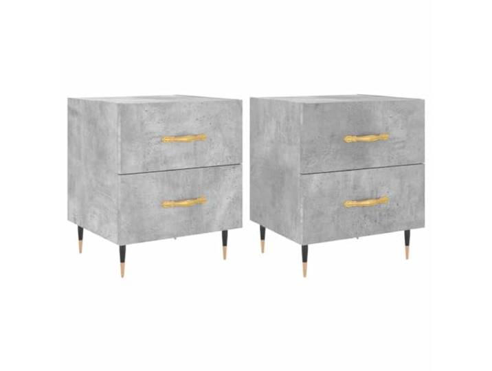Fisinber Nachttisch 2er Set Betongrau 40x35x47,5 cm Holzwerkstoff Zwei moderne Nachtschränke in Beton-Optik für das Schlafzimmer. Bieten praktischen Stauraum dank geräumiger Schubladen.