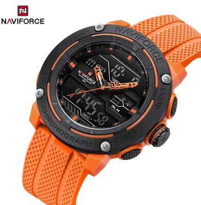 Inspired Finds NAVIFORCE Dual Display Sport Watch For Men With Stopwatch And Date orange Black