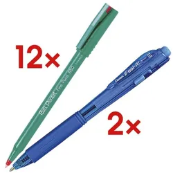 Pentel 12er-Set Einweg-Tintenroller Ball »Fine Point R50« inkl. 2 Kugelschreiber »BX-44 rot