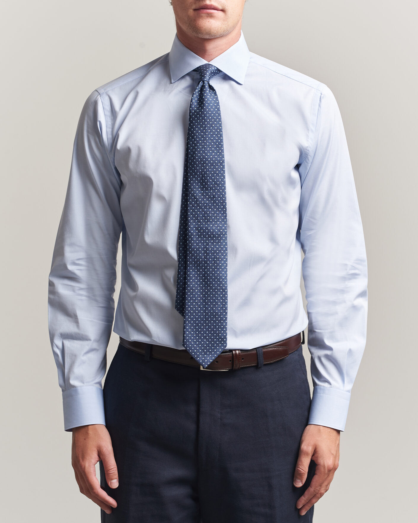 Brioni Poplin Cotton Dress Shirt Light Blue men M Blå