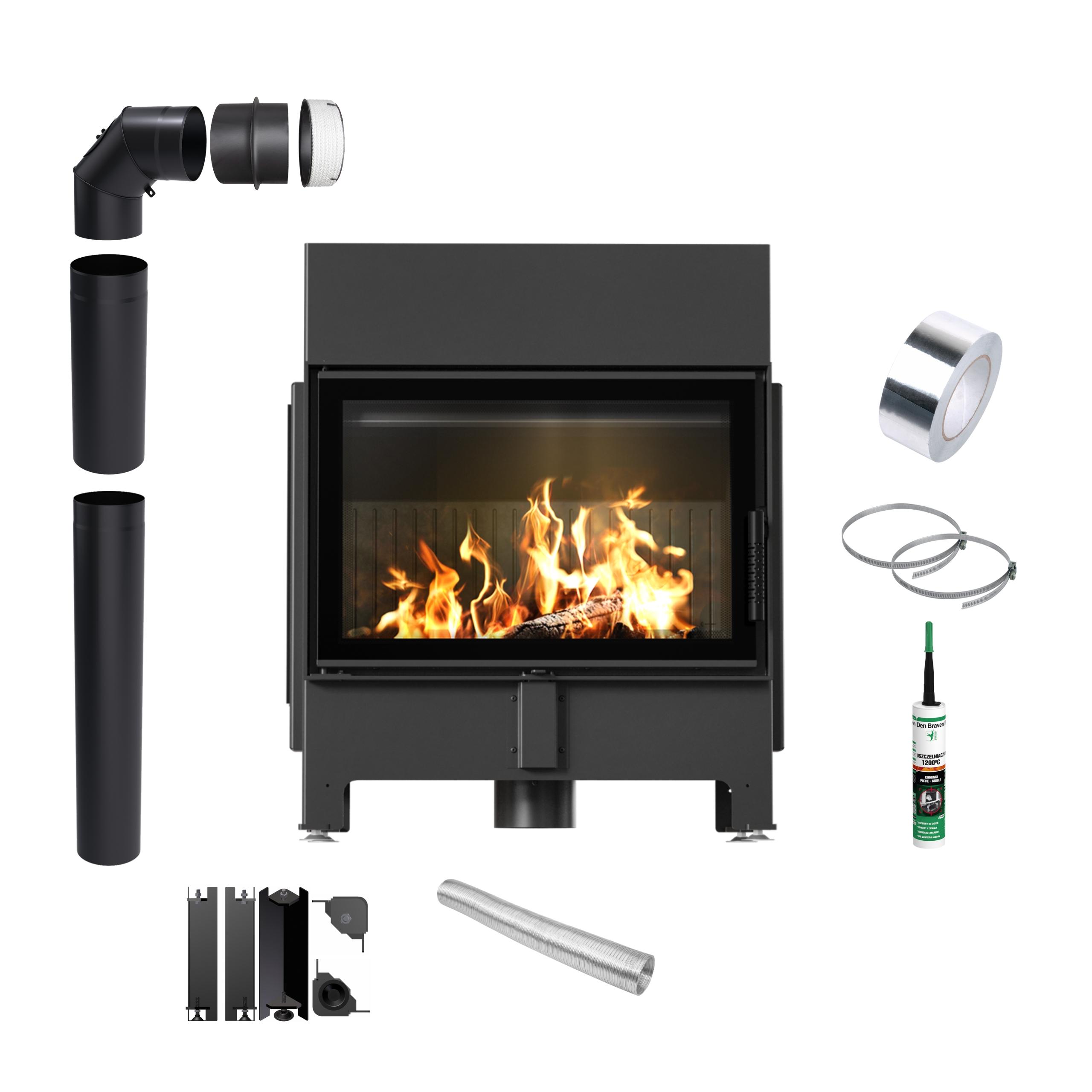 Kamin KRATKI ZIBI ECO 9,9 kW Ø 180 mit schwarzer Verkleidung