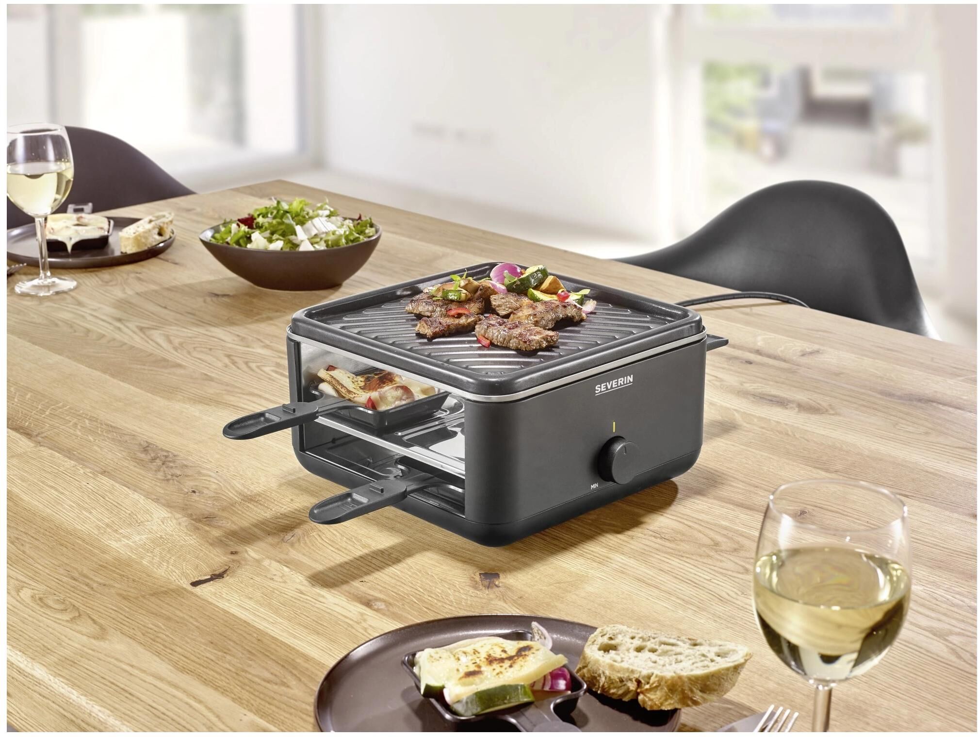 Severin Raclette "Black Line Lite Mini RG 2360 4 Personen", schwarz, Raclettes, Raclette schwarz Einheitsgröße