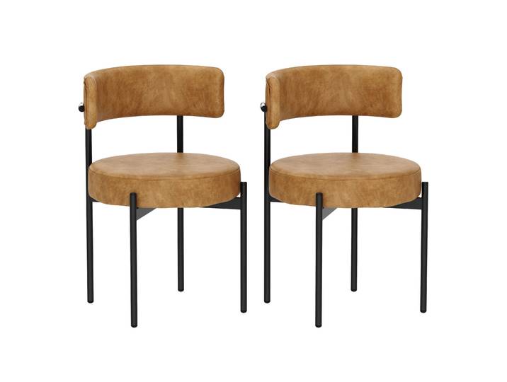 Esszimmerstuhl Leder ELYSE 2er Set braun