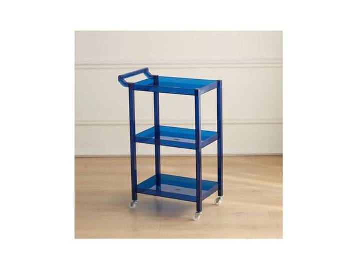 WANGHAI-666 Rollwagen Rollbarer Aufbewahrungswagen, Abnehmbarer Snackwagen, transparenter Acrylwagen, Haushaltsküchenregal, Küchenwagen, Mehrzweckwagen(Blue)